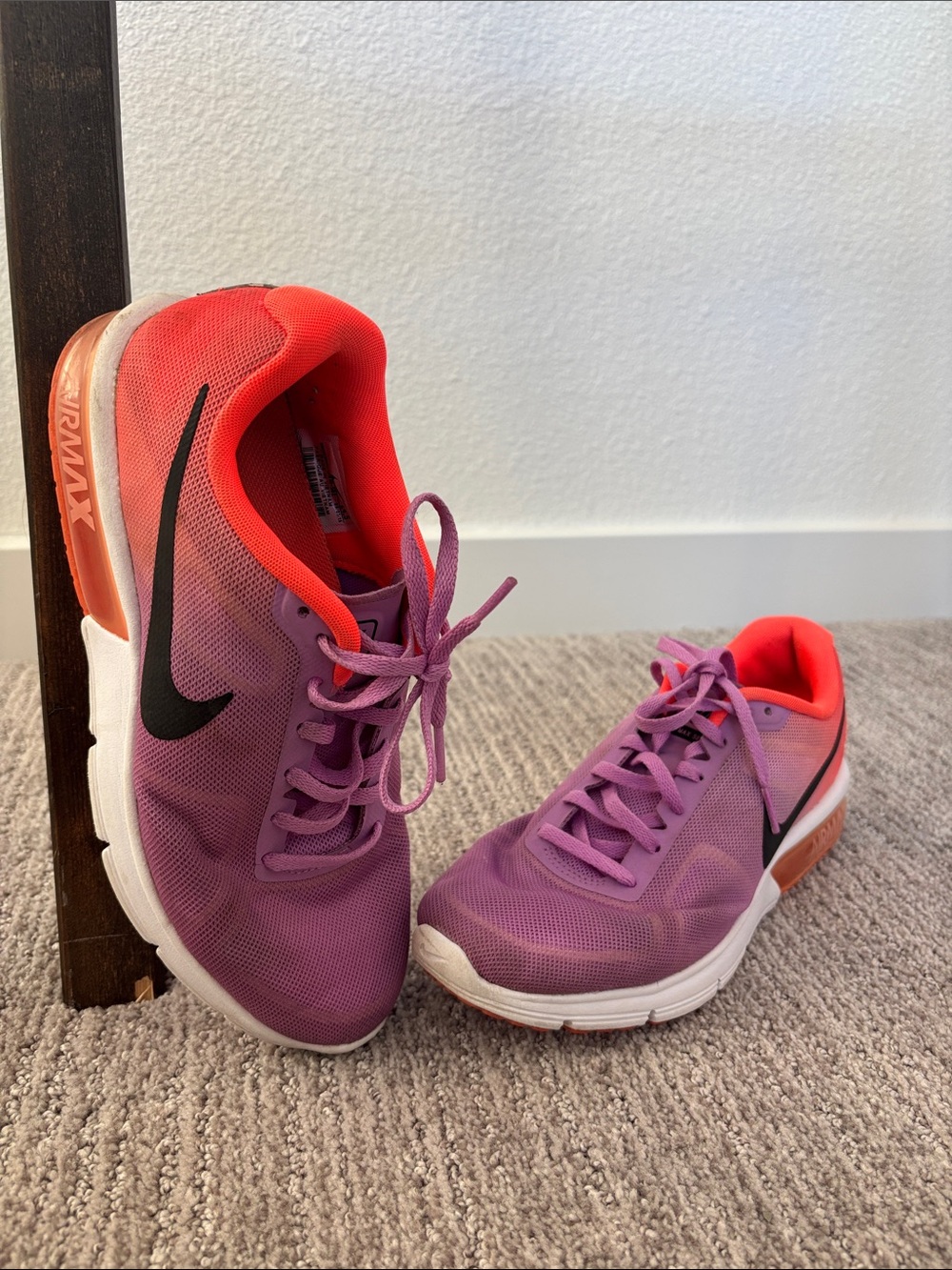Nike Women’s Air Max Running Shoes — Purple with Orange and Black